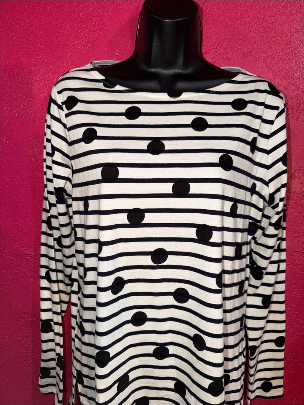 Boden Stripes & Dots  Black & White. Sz 8. Nautical, preppy, 100% cotton.